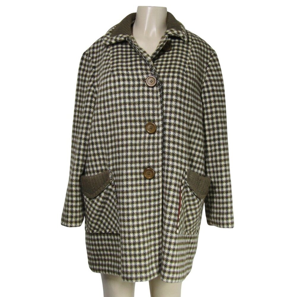 Vintage 60s DAVIS OF BOSTON Brown Plaid Academia Preppy Retro Swing Car Coat M L